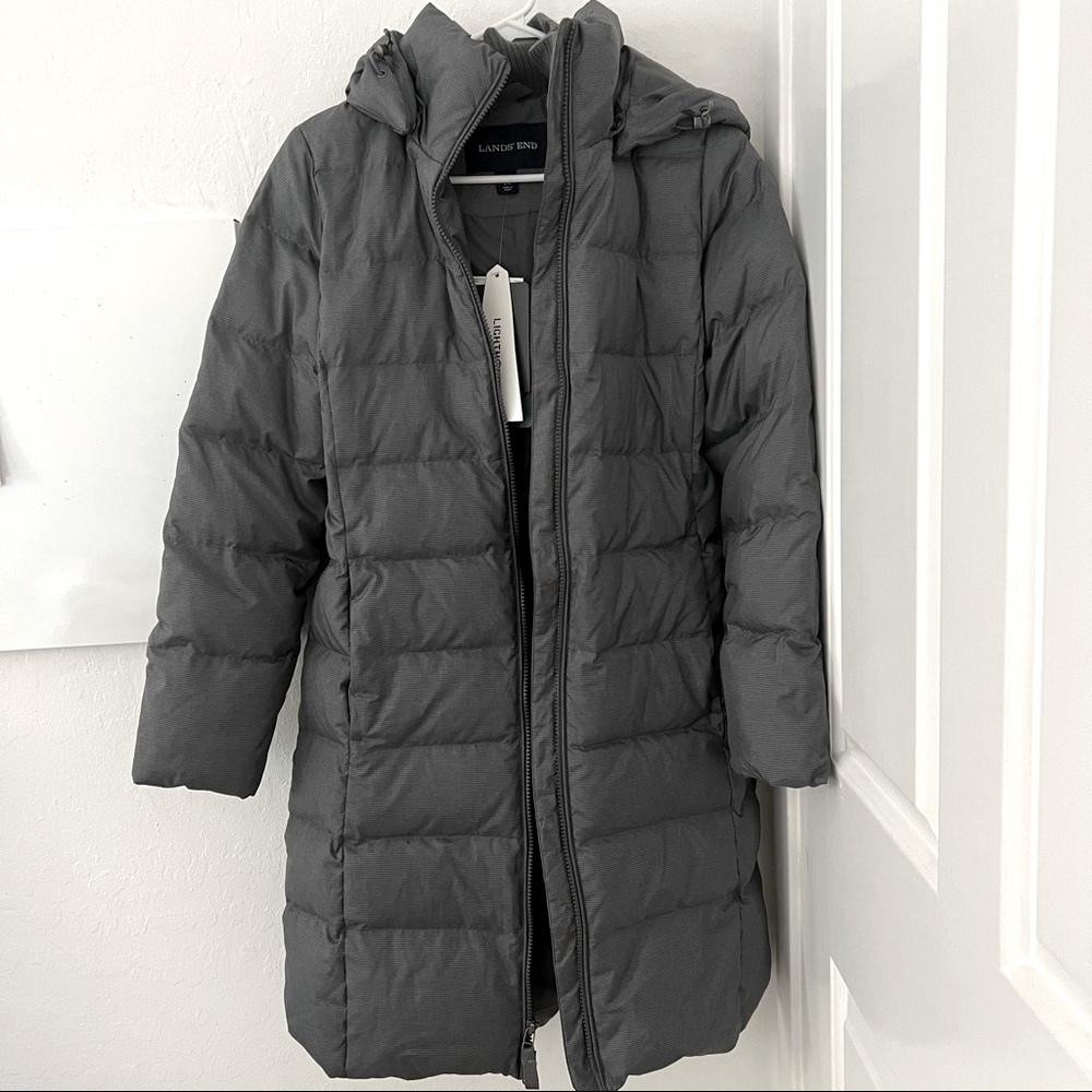 LANDS' END Women's Heather Grey Chalet Down Jacket XS